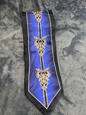 Giorgio Brutini Blue and Black Ornate Silk Tie